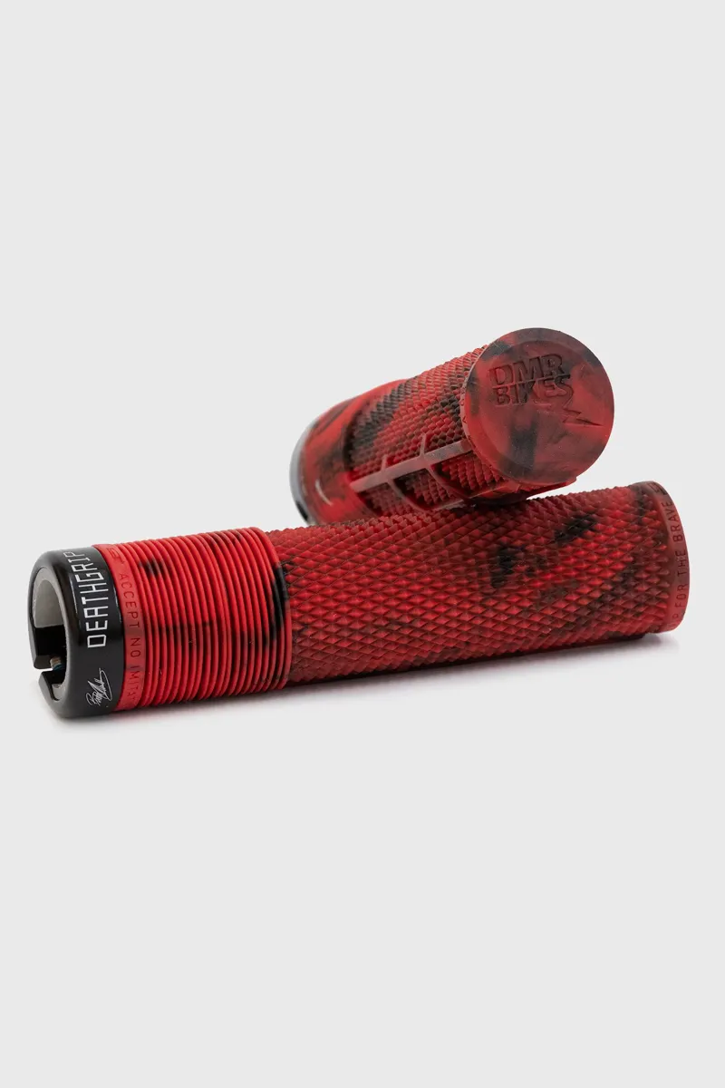 DMR DeathGrip Brendog MTB Grips - Marble Red Non Flange-1
